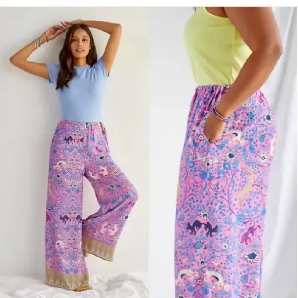 NWT Anthropologie Plenty by Tracy Reese wide leg “fantasy forest” pant - Picture 5 of 7